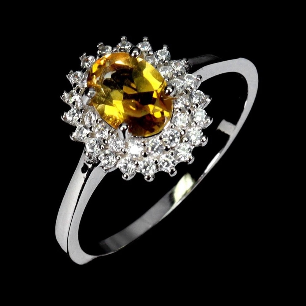 Set!!  Natural Citrine w/ zircon Ring Sz 9 with Pendant in 925 Sterling Silver
